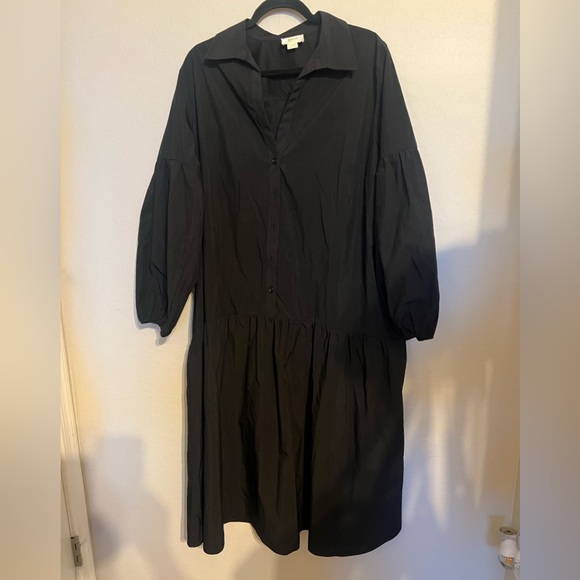 Anthropologie Maeve Black Bettina Tiered Midi Shirt Dress Size Xlarge - Picture 4 of 9